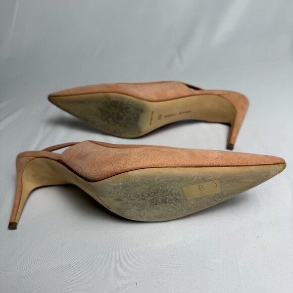 Manolo Blahnik | Size 40.5, US 10.5 | Alassa 70 leather-trimmed suede pumps $845 - Picture 3 of 6